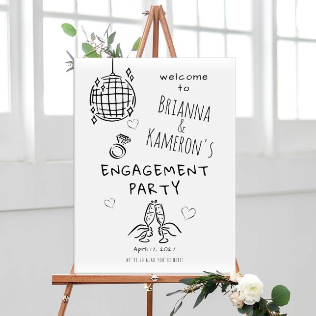 Handgezeichnete whimsical Verlobung Willkommen Poster (Von Creator hochgeladen)