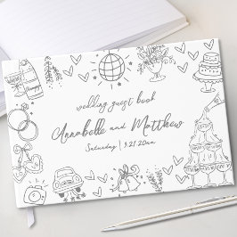 Handgezeichnete whimsical Wedding Gästebuch