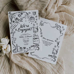 Handgezeichnete Whimsical Wedding-Party Einladung