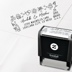 Handgezeichnete Whimsical Wedding Rücksendeadresse Permastempel