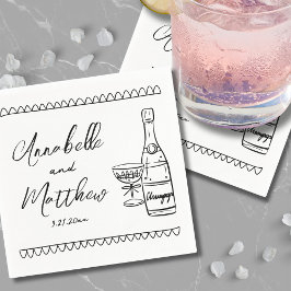 Handgezeichnete whimsical Wedding Serviette