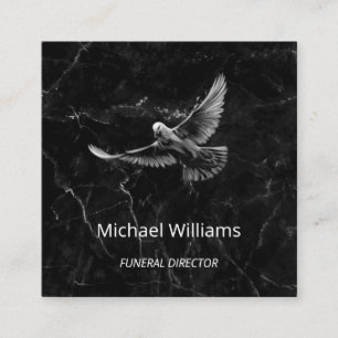 Handgezeichnete White Dove Black Marble Business C Quadratische Visitenkarte