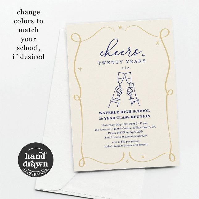 Handgezeichnete Wiedersehen für jedes Jahr Einladung (Von Creator hochgeladen)