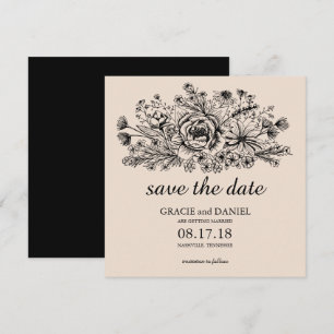 Handgezeichnete Wildblume - Feld Save the Date Einladung
