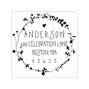 Handgezeichnete Wildblume Kranz-Rücksendeadresse Permastempel