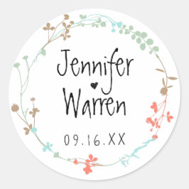 Handgezeichnete Wildblume Personalisiert Runder Aufkleber