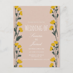 Handgezeichnete wilde botanische Vintage-Hochzeit Postkarte