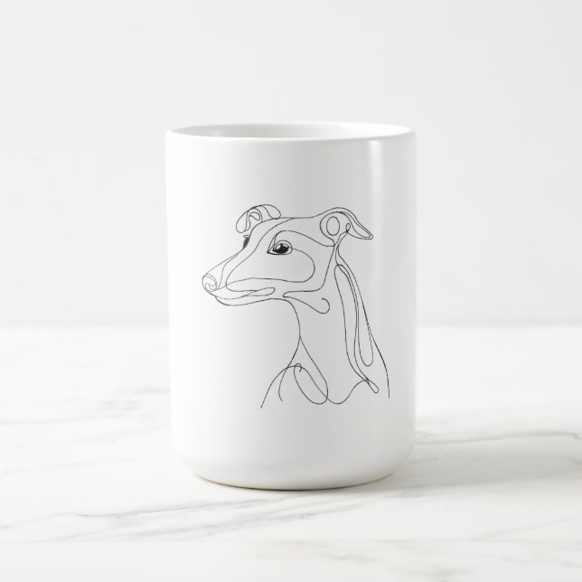 Handgezeichnete Windhund-Linienkunst - minimalisti Kaffeetasse (Mittel)