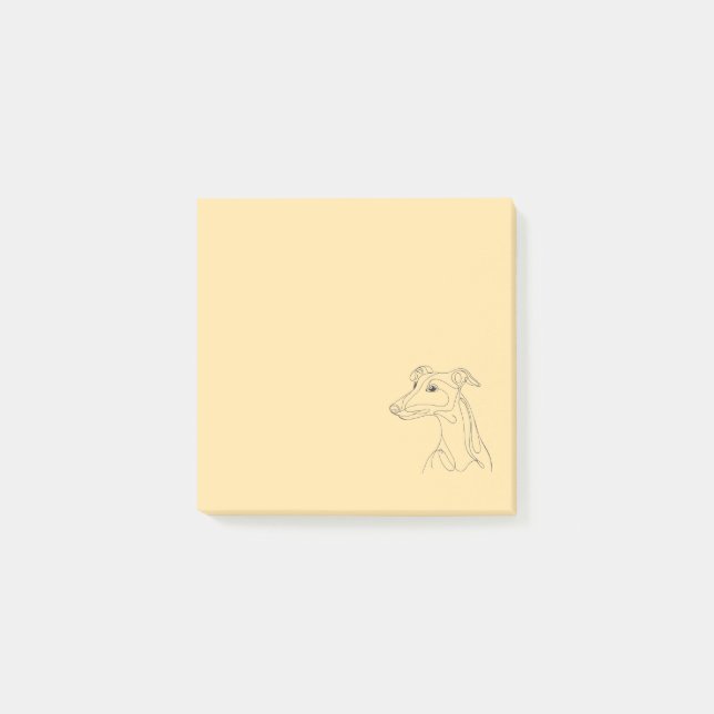 Handgezeichnete Windhund-Linienkunst - minimalisti Post-it Klebezettel (Vorderseite)