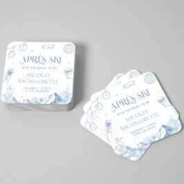 Handgezeichnete Winter-Apres-Ski-Junggesellinnenpa Rechteckiger Pappuntersetzer