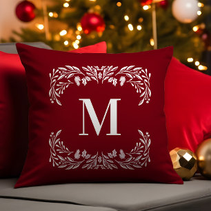 Handgezeichnete Winterfolien Monogramm Weihnachten Kissen