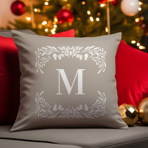 Handgezeichnete Winterfolien Monogramm Weihnachten Kissen