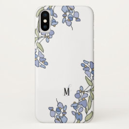 Handgezeichnete Wisteria Floral Monogram iPhone X Hülle