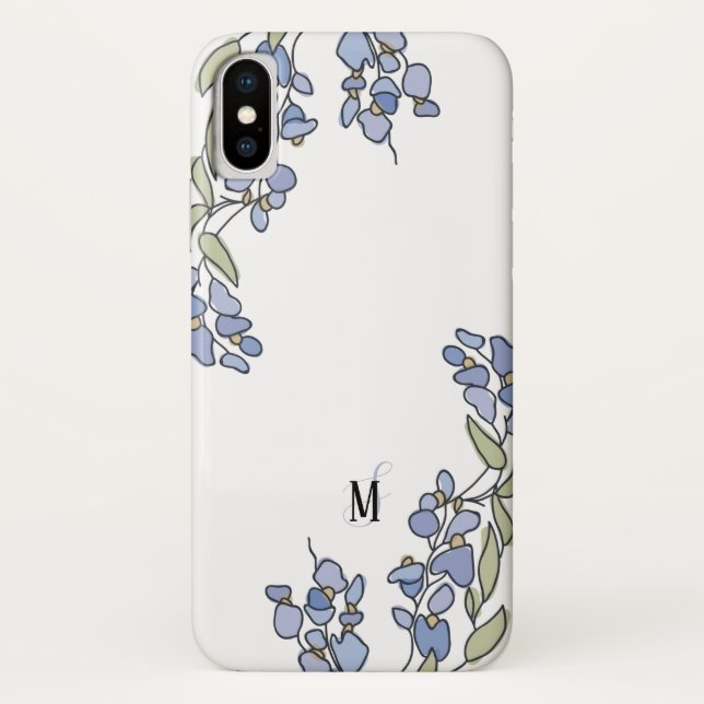 Handgezeichnete Wisteria Floral Monogram Case-Mate iPhone Hülle (Rückseite)