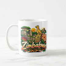 Handgezeichnete Zimbabwe-Reise-Kunst-Sehenswürdigk
