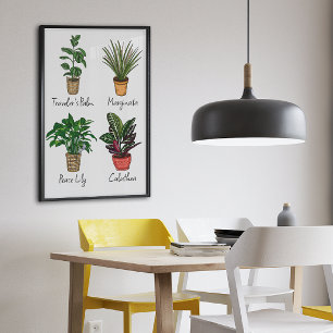 Handgezeichnete Zimmerpflanzen-Wandkunst Leinwanddruck