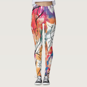 Handgezeichnete Zitronen, blaues Blätter-Muster. Leggings