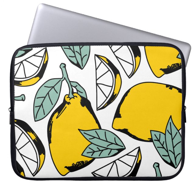 Handgezeichnete Zitronen, lebendiges Muster. Laptopschutzhülle (Vorderseite)