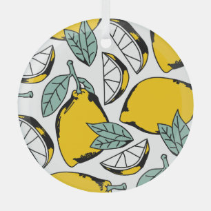 Handgezeichnete Zitronen, lebendiges Muster. Ornament Aus Glas