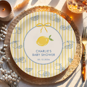 Handgezeichnete Zitrus-Limonen-Baby-Party-Teller a Pappteller