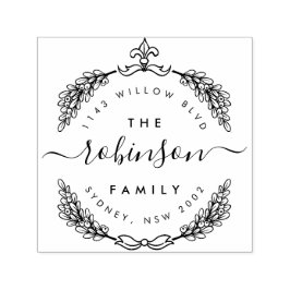 Handgezeichnete Zweige Familienname Rücksendeadres Permastempel