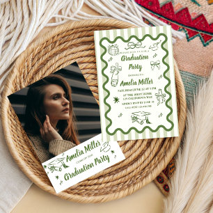 Handgezeichneter Abschluss Senior Whimsical Wellen Einladung