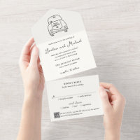 Handgezeichneter Auto-Doodle-QR-Code Moderne Hochz