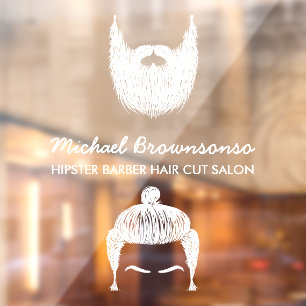 Handgezeichneter Barbier Hipster-Bart Schnurrbart Fensteraufkleber