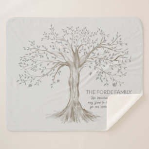 Handgezeichneter Baum Personalisierter Spruch Hell Sherpadecke