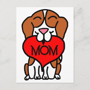Handgezeichneter Beagle Herz Mama Postkarte