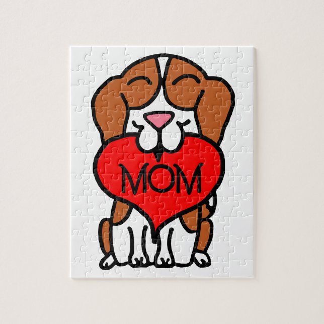 Handgezeichneter Beagle Herz Mama Puzzle (Vertikal)