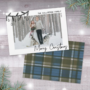 Handgezeichneter blauer Tartan Weihnachten