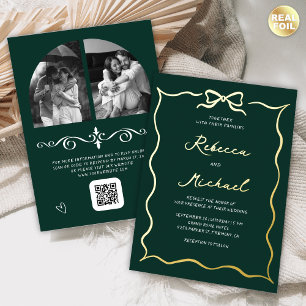 Handgezeichneter Bogen QR-Code Foto Hochzeit Smara Folieneinladung