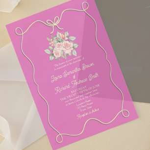 Handgezeichneter Bogen Rosa Hochzeit Acryleinladungen