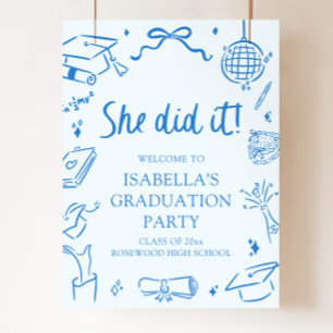 Handgezeichneter Bogen Sie hats geschafft Abschlus Poster