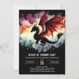 Handgezeichneter Bold Dragon Geburtstagsfeier Einladung