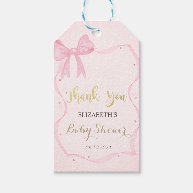 Handgezeichneter Bow Elegante Rahmen Punkte Geschenkanhänger (Vorderseite)