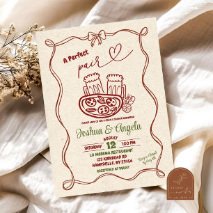 Handgezeichneter Bow Perfektes Paar Brautparty Einladung