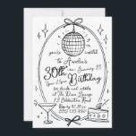Handgezeichneter Buchsencocktail im 30. Lebensjahr Einladung<br><div class="desc">Feiern Sie Ihren Meilenstein 30. Geburtstag im Stil mit diesem schicken Pink Disco Ball Einladung. Mit einem spielerischen Disco-Ball-Design, einem Martini-Glas und Kuchenbildern auf einem lebhaften rosa Hintergrund ist diese individuell gestaltbare Einladung perfekt für einen lustigen und festlichen Abend. Personalisieren Sie den Text einfach, um Ihre Party-Details einzubinden und schaffen...</div>