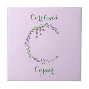 Handgezeichneter Buchstabe C Erste Blume für Monog Fliese