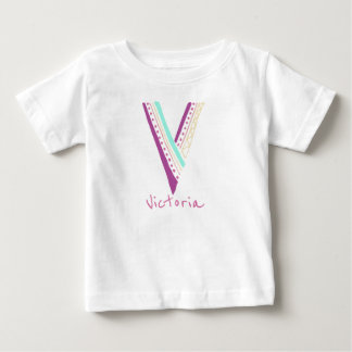 Handgezeichneter Buchstabe V mit individualisierte Baby T-shirt
