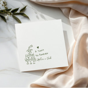 Handgezeichneter Champagne-Glas-Turm Hochzeitsserv Serviette