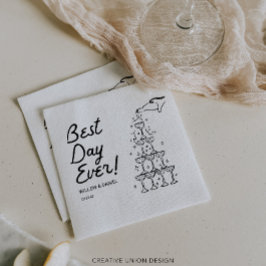 Handgezeichneter Champagner Tower Beste Hochzeit j Serviette