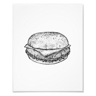 Handgezeichneter Cheeseburger-Kunstprint Fotodruck