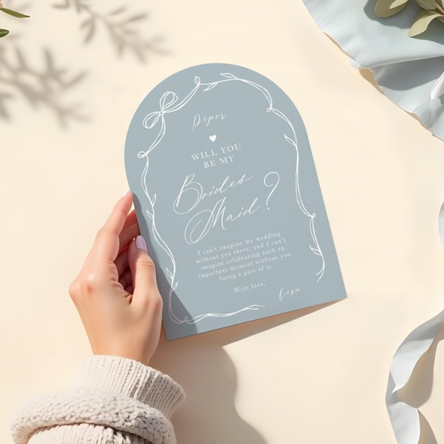 Handgezeichneter Chic Bow & Ribbon Bridesmaid Vors Einladung (Hand Drawn Chic Bow & Ribbon Bridesmaid Proposal Invitation)
