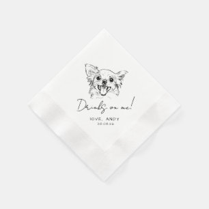 Handgezeichneter Chihuahua-Trink-mich-Cocktail Serviette