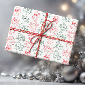 Handgezeichneter cooler Santa Geschenkpapier
