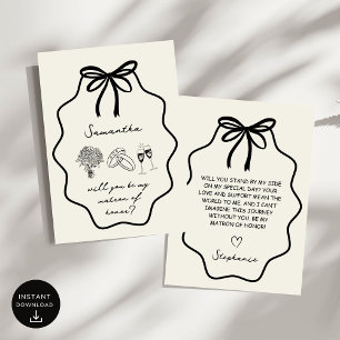 Handgezeichneter Coquette Bow Matron of Honour Vor Einladung