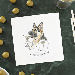 Handgezeichneter deutscher Schäferhund Dirty Marti Serviette