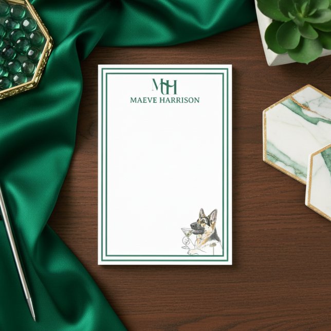 Handgezeichneter deutscher Schäferhund Post-it Klebezettel (Gift custom stationery to the dog lover in your life!)